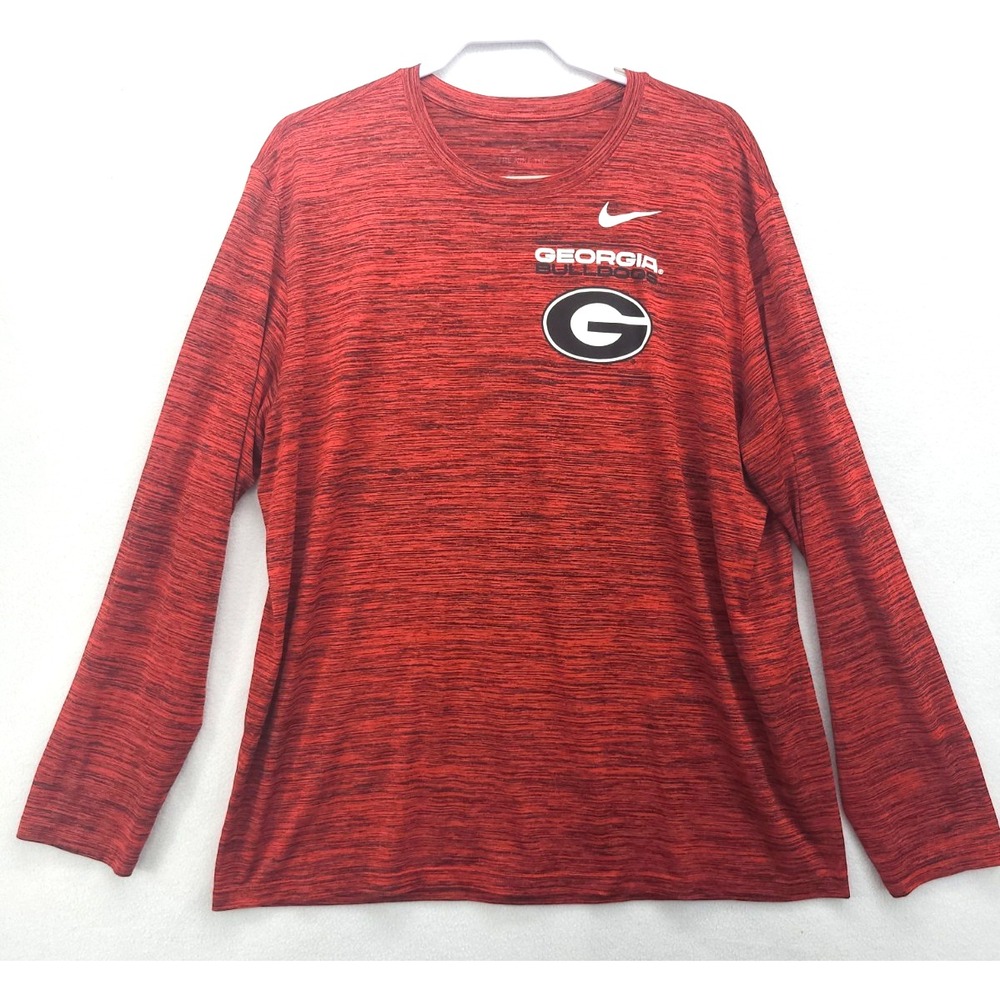 Nike Georgia Bulldogs Mens Sz XXL Red Space Dye Long Sleeve Performance Shirt
